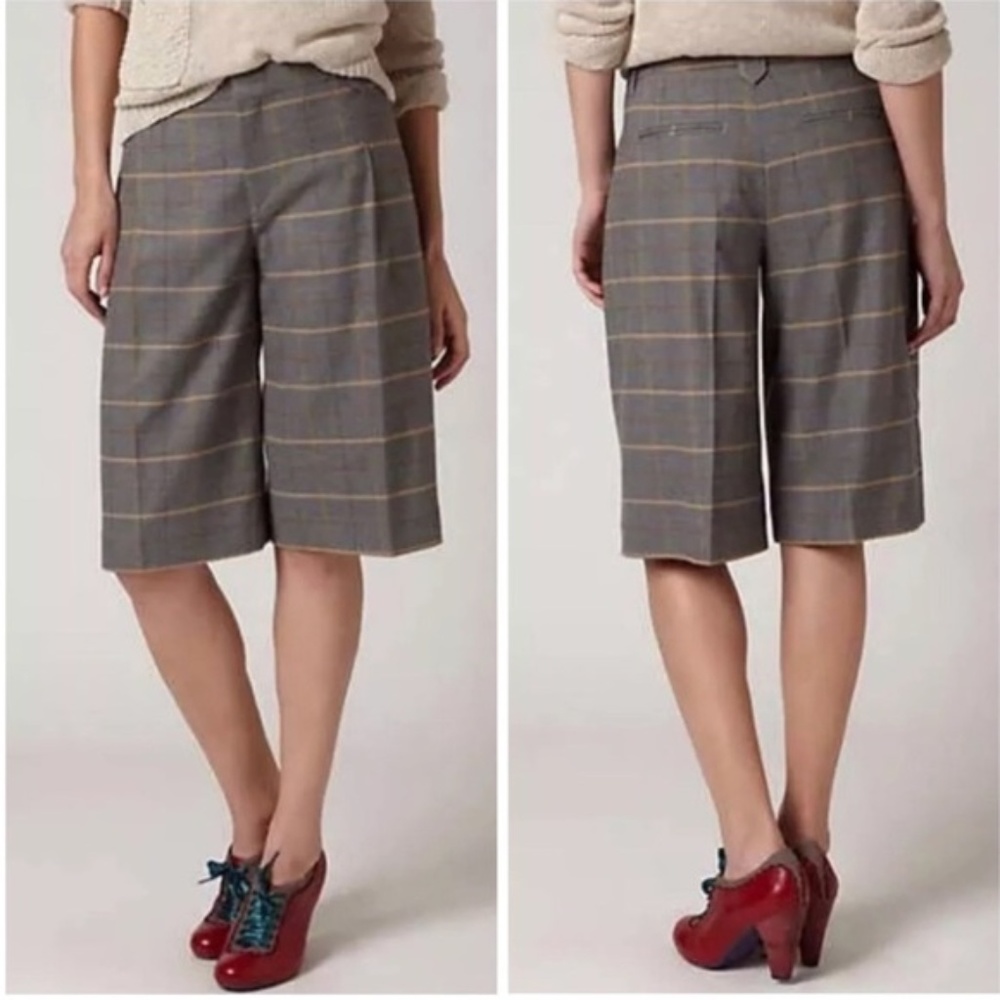 Anthropologie Cartonnier Plaid Gaucho Shorts
